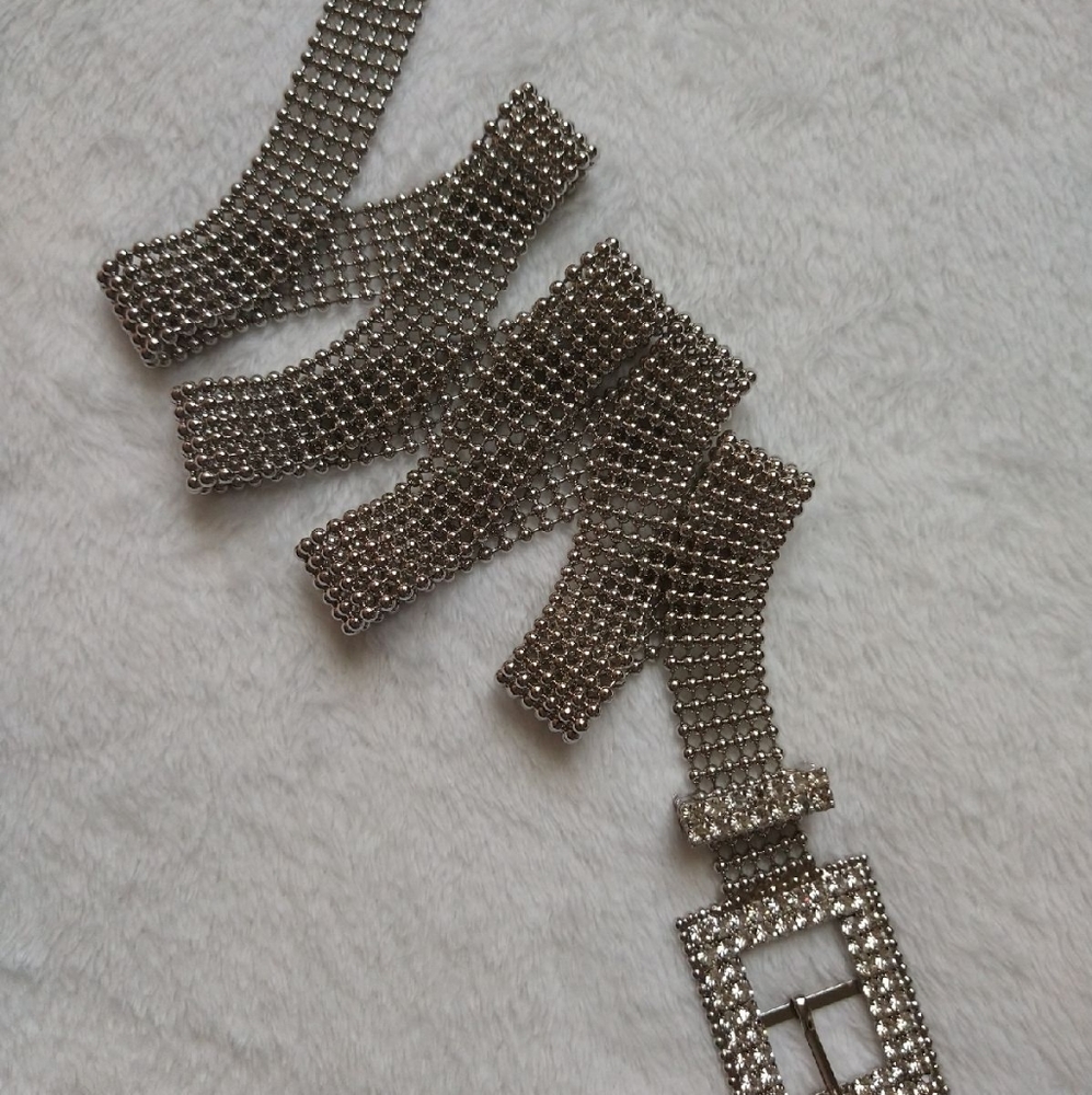 Silver Rhinestone Chain Belt